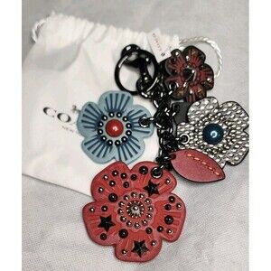 COACH LARGE STAR DUST RIVET TEA ROSE CLUSTER EXOTIC BAG CHARM MULTICOLORED NWT